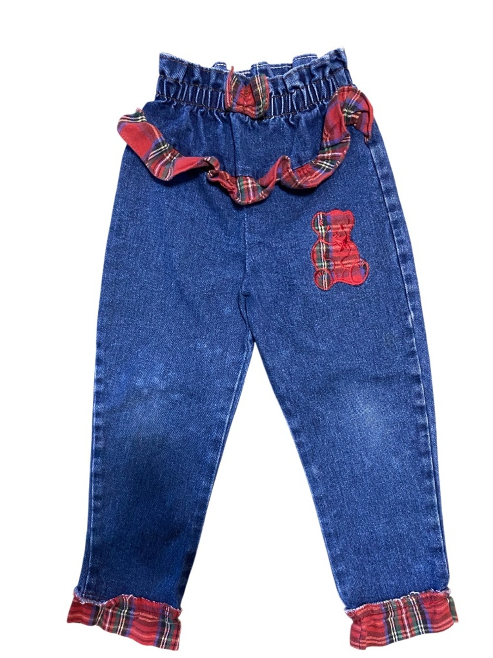 ⭐️ 3/$15 • Vintage • Ponytails USA • Plaid • Ruffle Detail • Embroidered Jeans